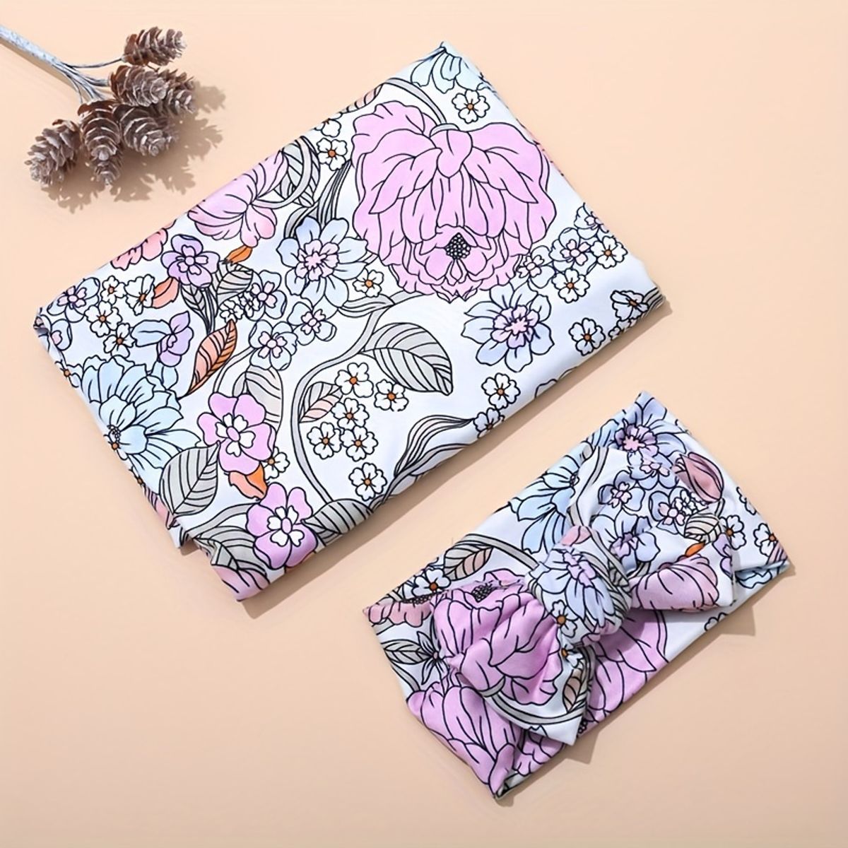 Juego de Dos Mantas Envolver a Bebé Estampado Flores Rosadas, marca VATYERTY - Foto 2