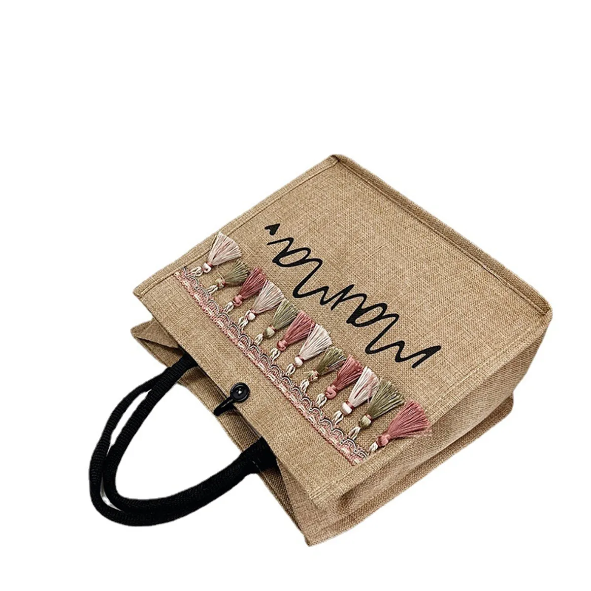 VATYERTY - Bolso Tote de Lino Colección Chic Mama con Flecos