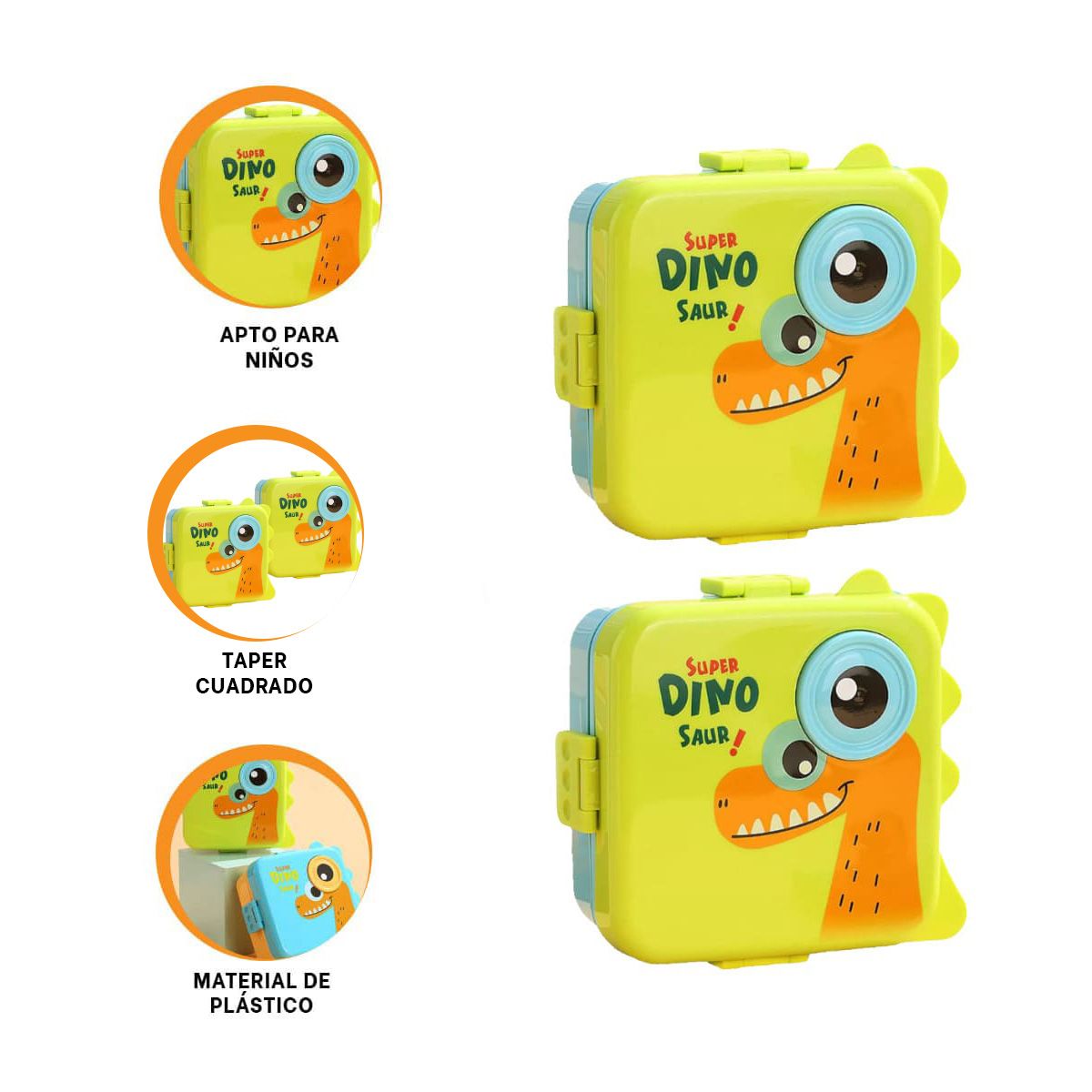 GENERICO - Pack2 Taper Cuadrada 1600ml Verde Y+Banderitas Adhesivas