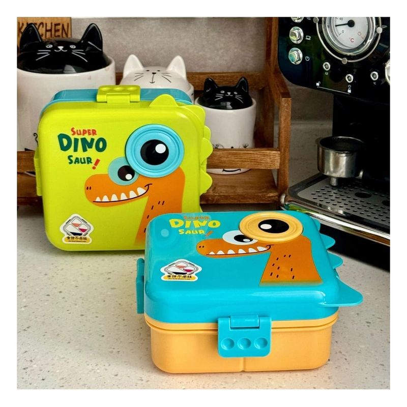 GENERICO - Pack6 Fiambrera de Dinosaurio de Capacidad 1600ml Verde