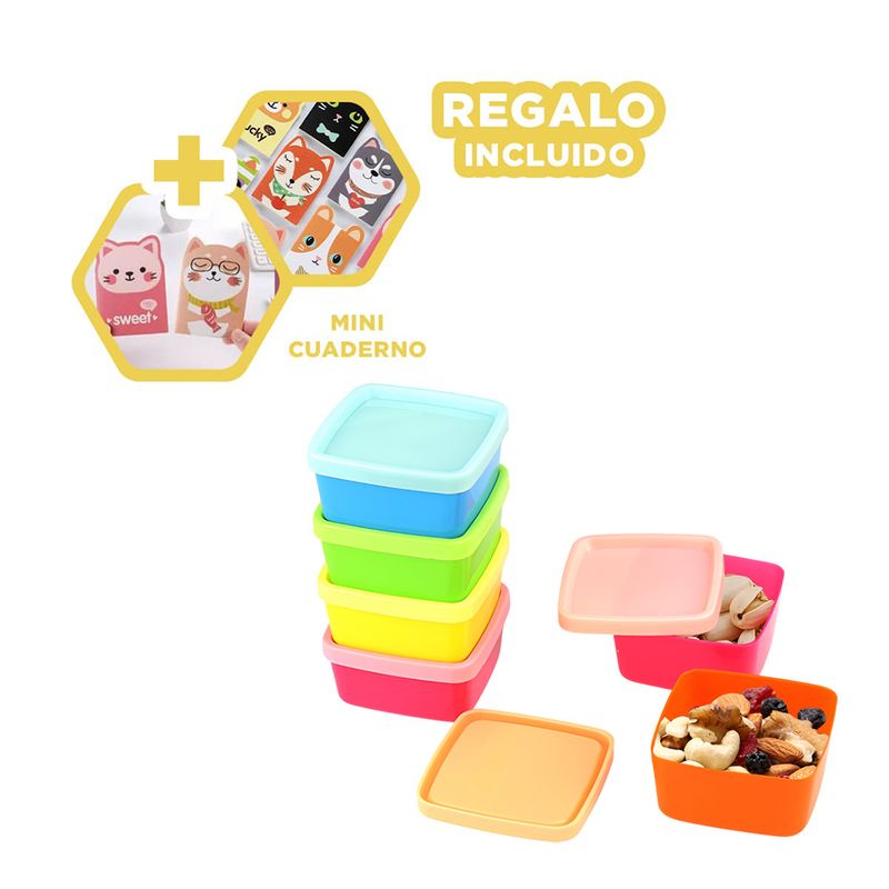 GENERICO - Pack12 Tuppers Mini para Niños 6pza Y+Regalo Agendita