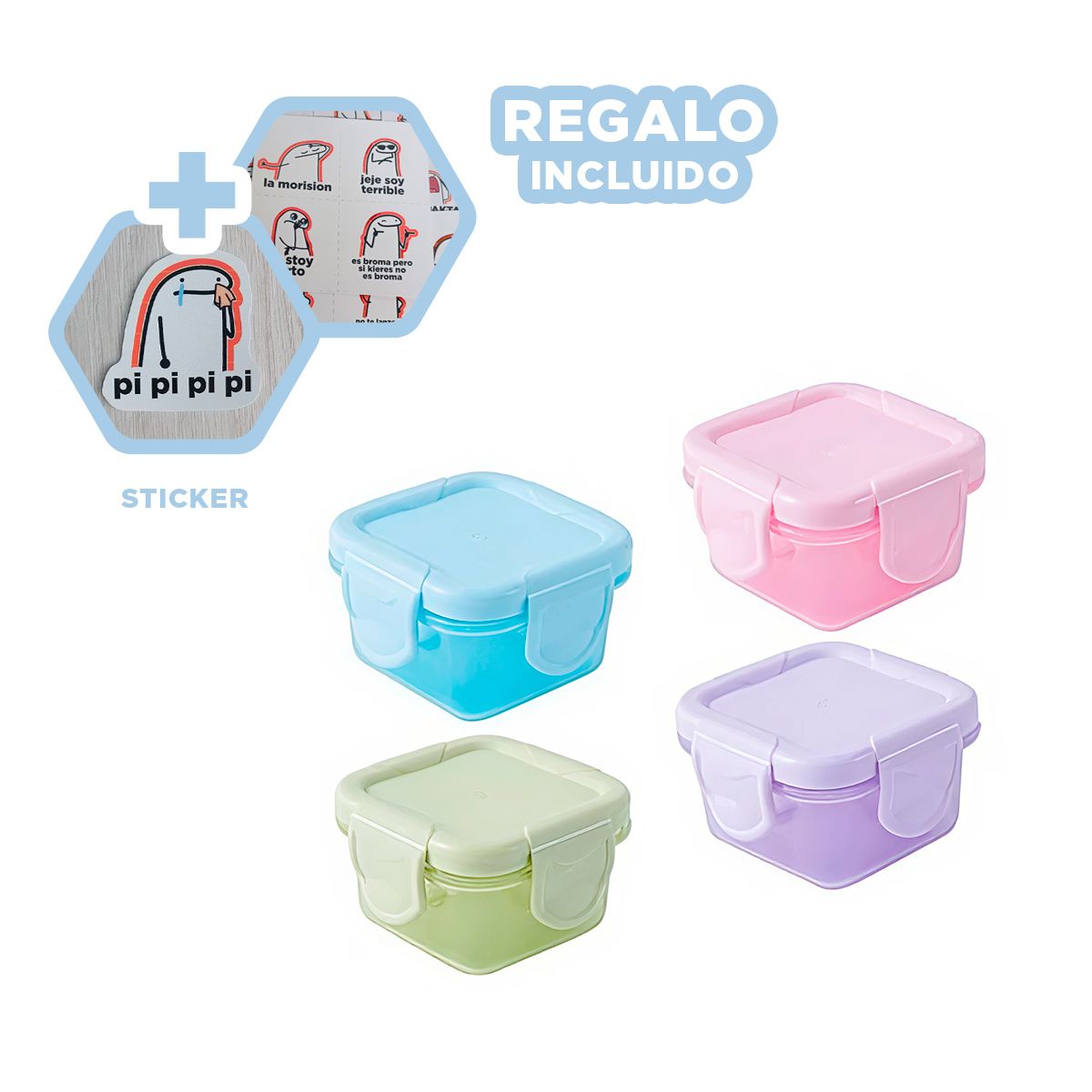 GENERICO - Mini Tapers para Guardar Comida 4pza Y+Regalo Stickers