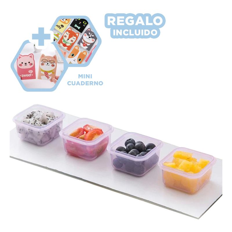 GENERICO - Pack6 Tuppers Mini para Verdura 4pza Y+Regalo Agendita