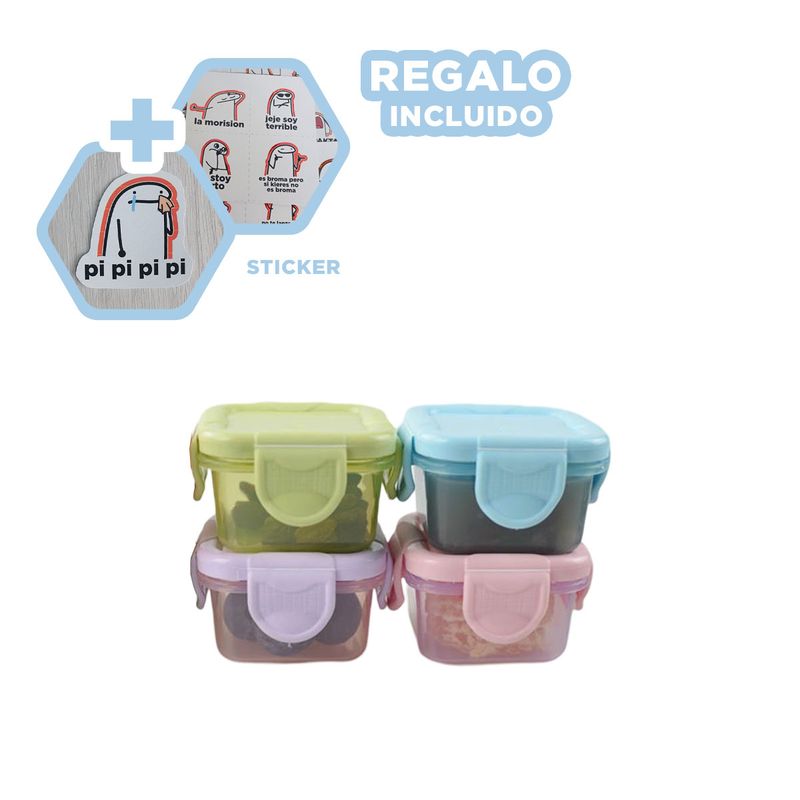GENERICO - Pack12 Tuppers Mini para Aperitivos 4pza Y+Regalo Stickers