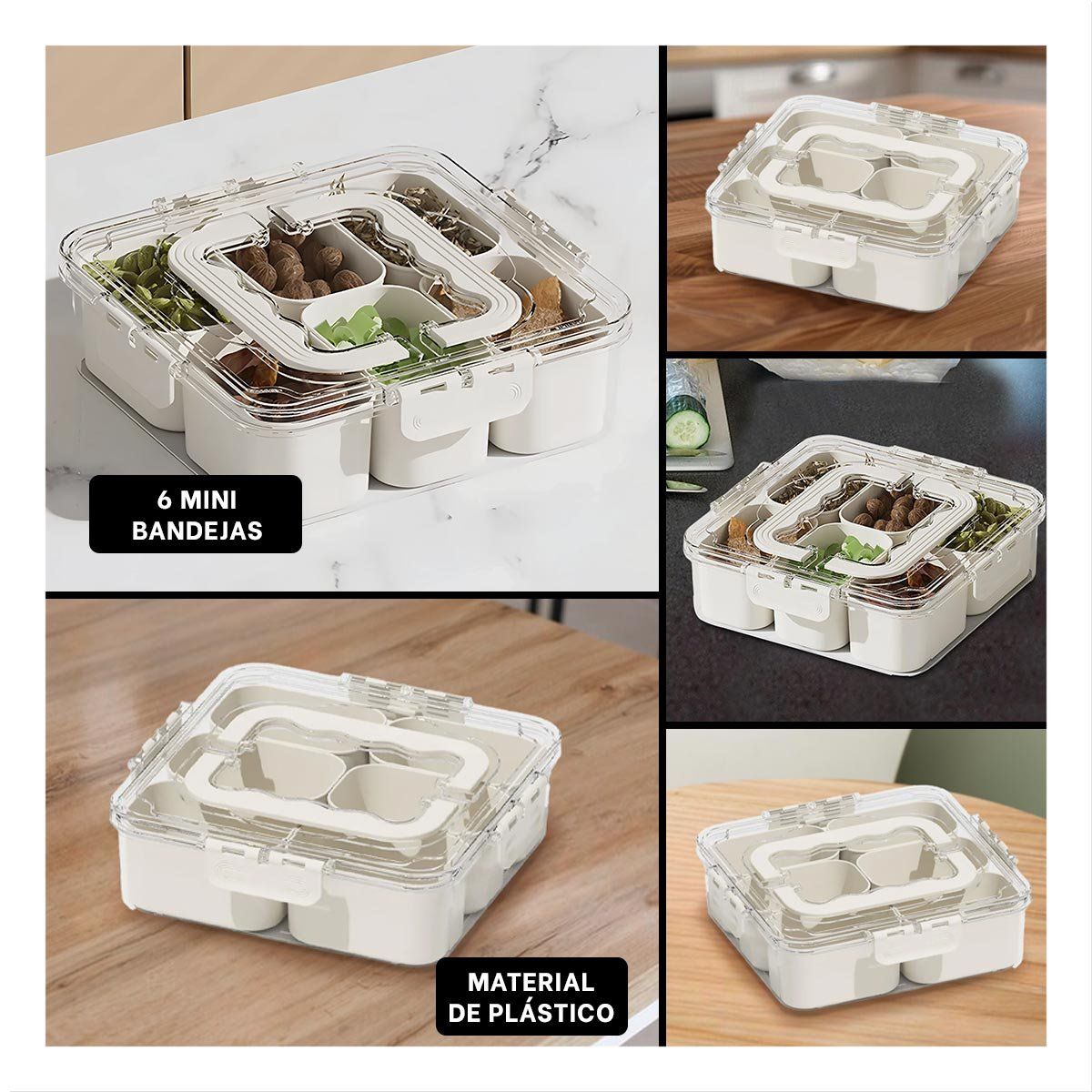 RYBIU IMPORT - Taper con 6 Mini Bandejas para Alimentos en Transparente