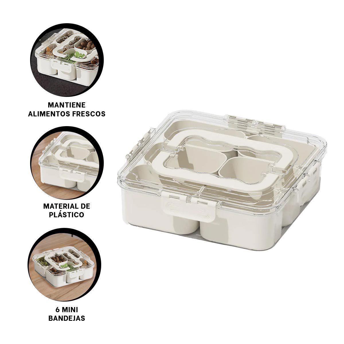 RYBIU IMPORT - Taper con 6 Mini Bandejas para Alimentos en Transparente