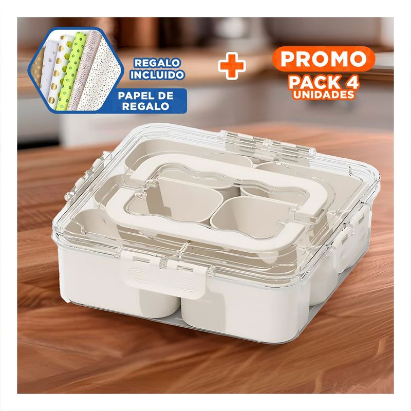 RYBIU IMPORT - Pack4 Contenedor Practico con Mini Bandeja Y+Papel de Regalo