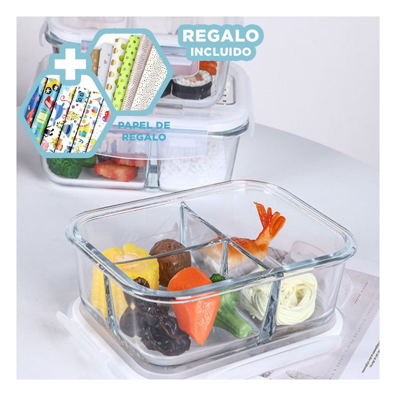 RYBIU IMPORT - Taper con Tapa Hermetica con Linea Blanca Y+Papel de Regalo