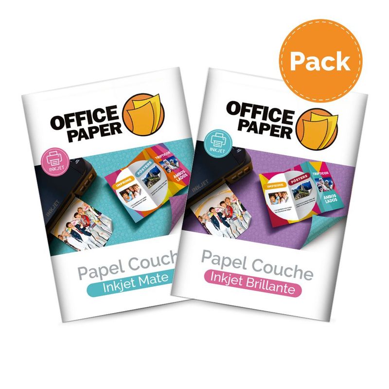 OFFICE PAPER - Pack Papel Couche Inkjet Mate y Brillante