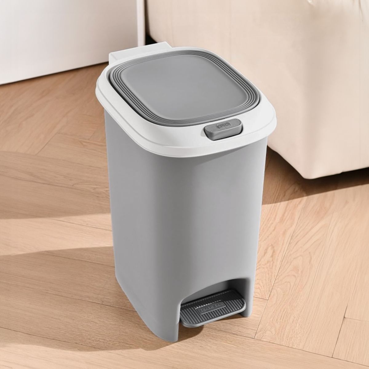 HOGARMAS - Tacho PALERMO con Doble Apertura Pedal Touch Gris