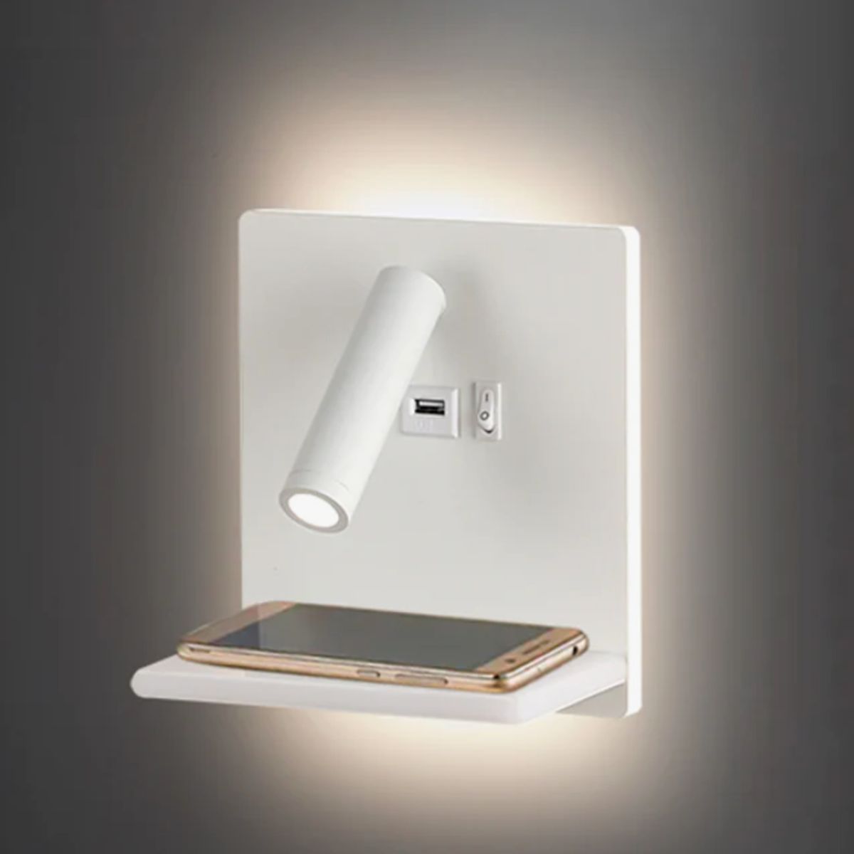 GENERICO - Aplique Lampara de Interior White Led + Cargador Tipo C