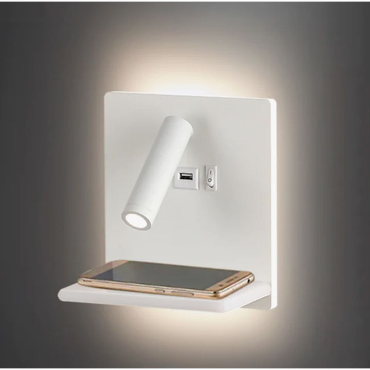 GENERICO - Aplique Lampara de Interior White Led + Cargador Tipo C