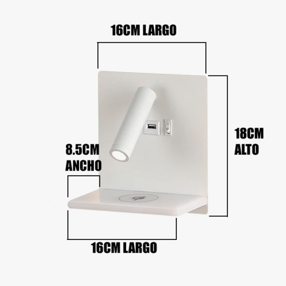GENERICO - Aplique Lampara de Interior White Led + Cargador Tipo C