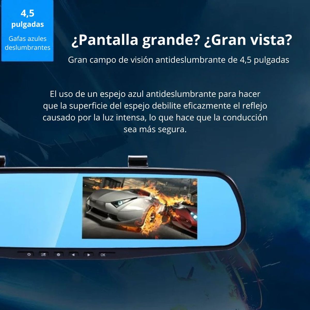 GENERICO - Espejo Retrovisor con Cámara Dual 1080P Visión Nocturna DVR