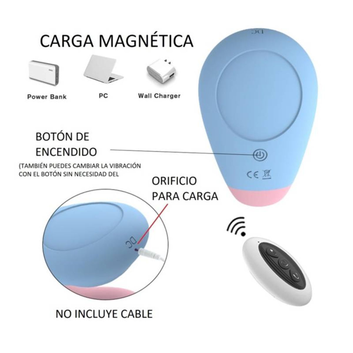 GENERICO - Vibrador con control remoto de doble estimulación 8 vibraciones