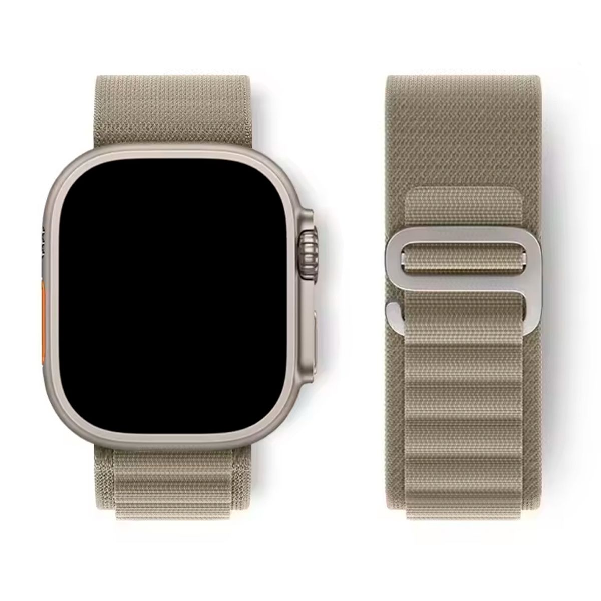GENERICO - Correa de Nylon 49mm para Apple Watch Ultra 2 Hebilla plateada - Oliva
