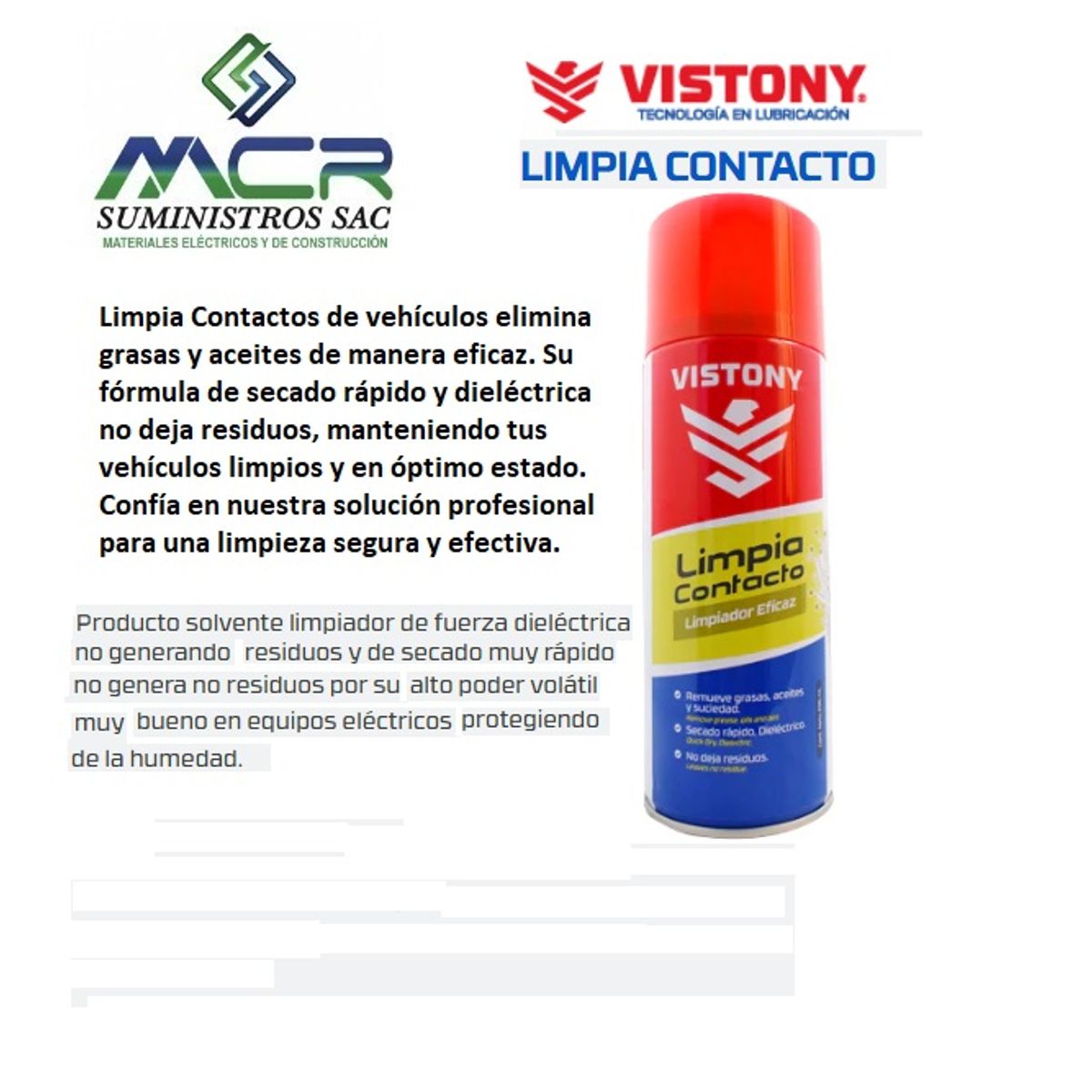 VISTONY - LIMPIA CONTACTO VISTONY X CAJA DE 12UND DE 296ML