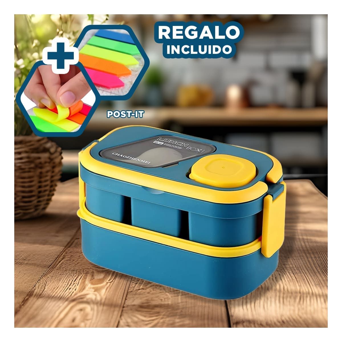 GENERICO - Pack6 Taper 2 Pisos de Plastico Azul Y+Banderitas Adhesivas