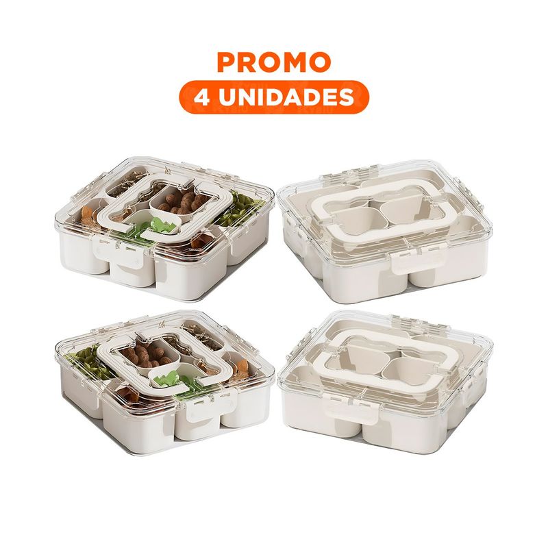 RYBIU IMPORT - Pack4 Contenedor con Mini Bandejas para Snacks Transparente