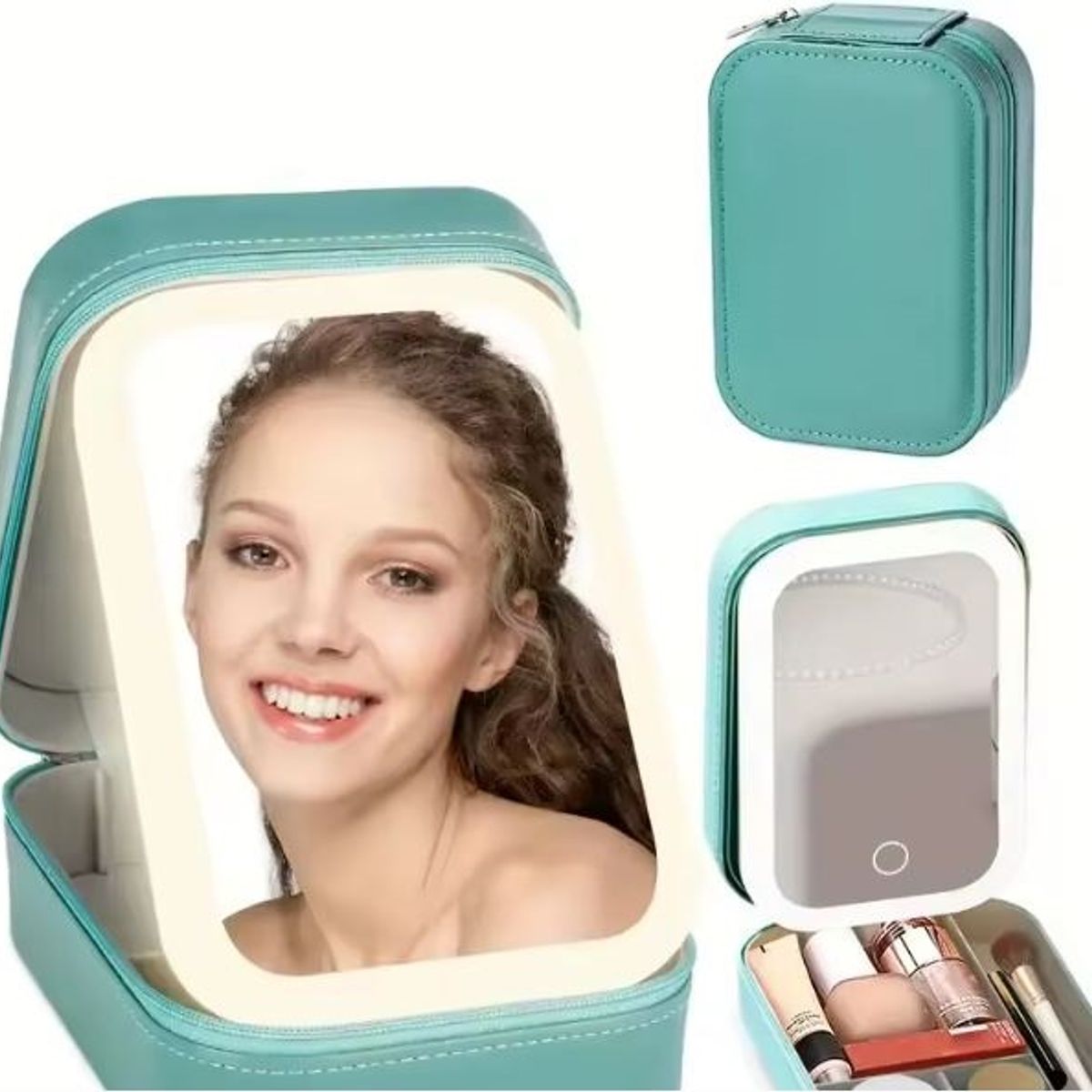 GENERICO - Joyero-Estuche de maquillaje con espejo luz led