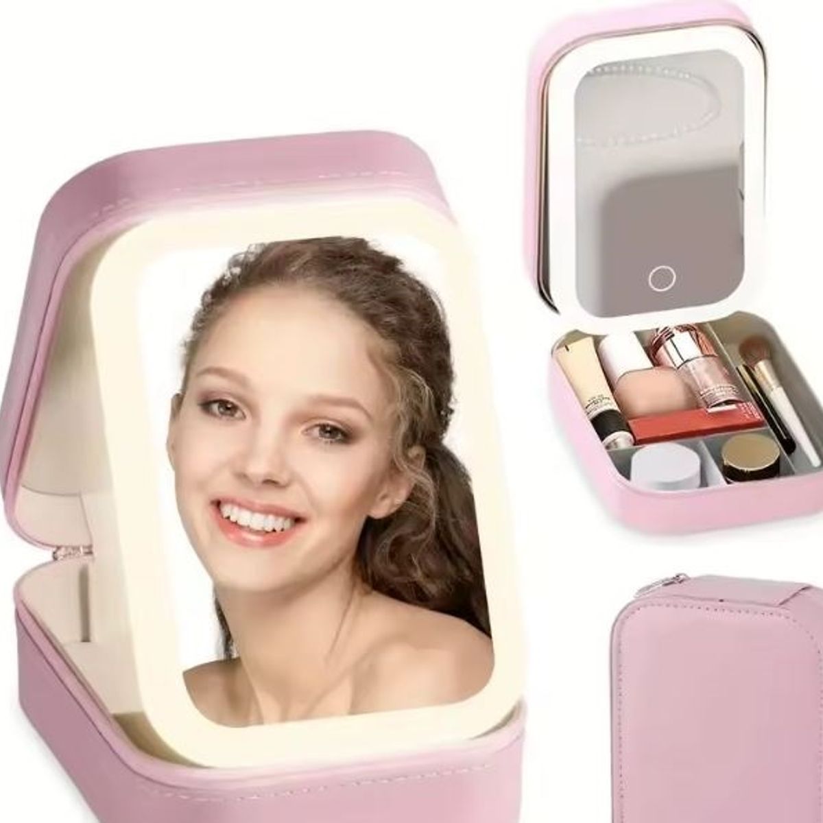 GENERICO - Joyero-Estuche de maquillaje con espejo luz led