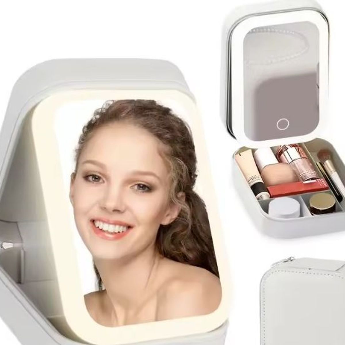 GENERICO - Joyero-Estuche de maquillaje con espejo luz led