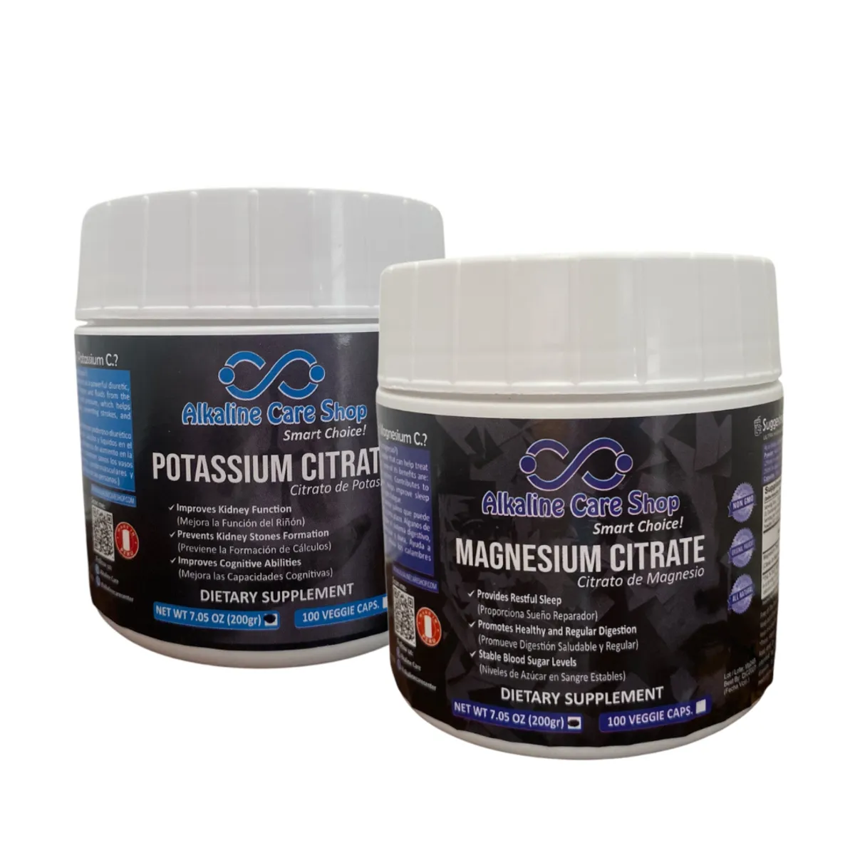 ALKALINE CARE - Citrato de Magnesio 200 gr + Citrato de Potasio 200 gr