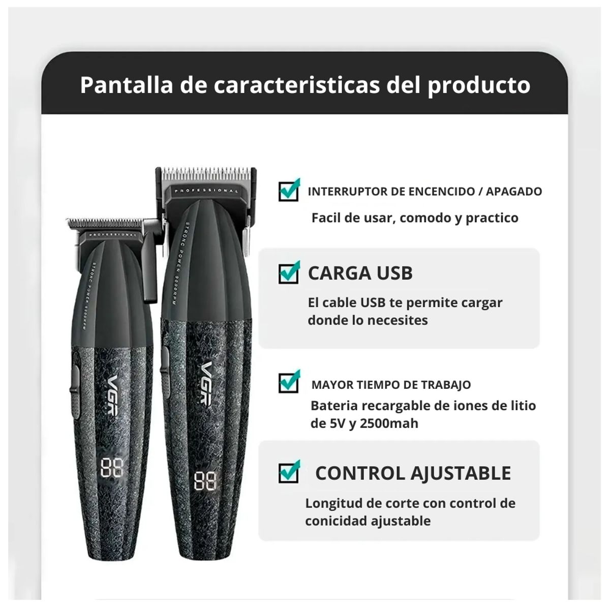 SEISA - Maquinas Cortadora Cabello Profesional VGR V-640 Barberia