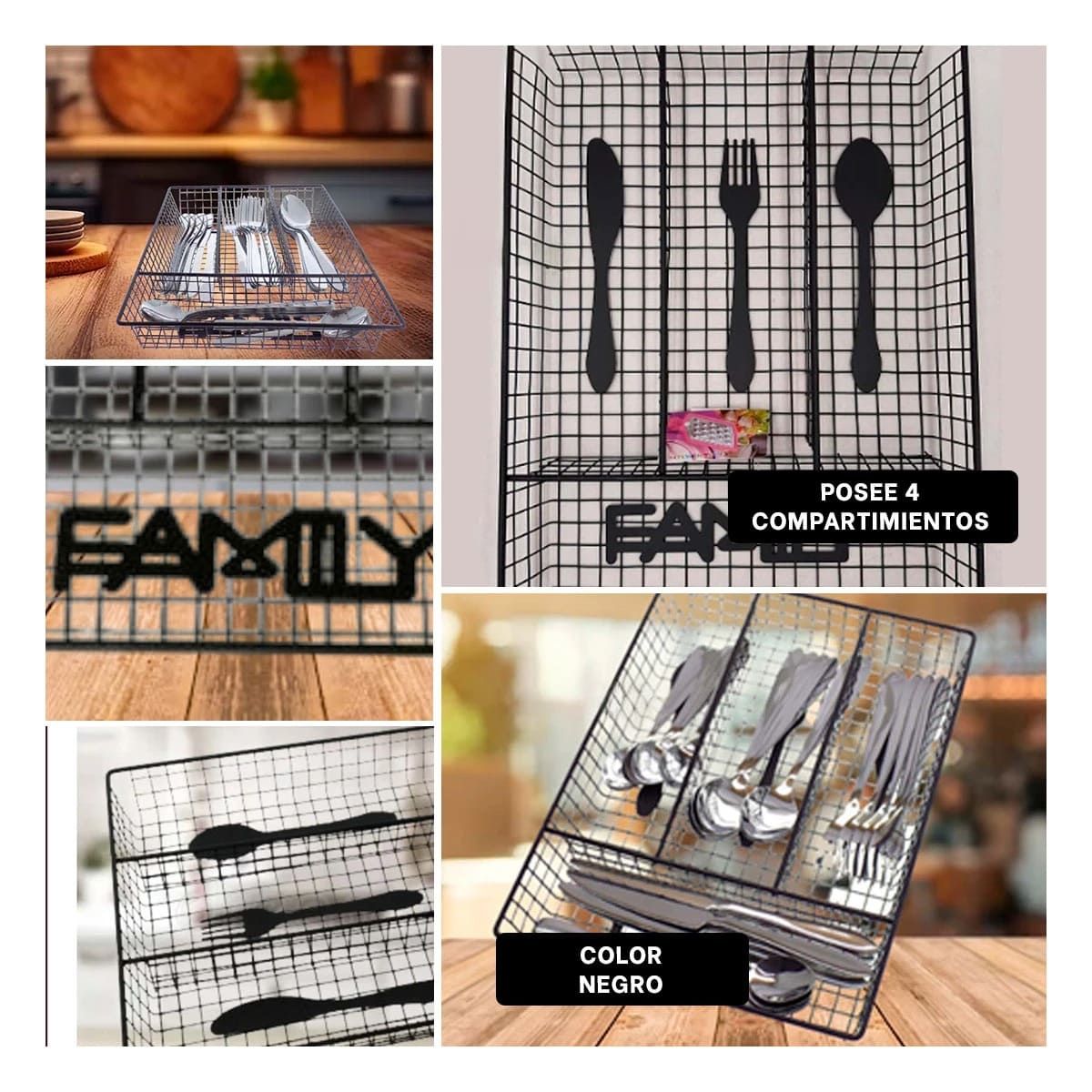 GENERICO - Pack4 Caja Resistente 4 Espacios Cubiertos Y+Regalo Agendita