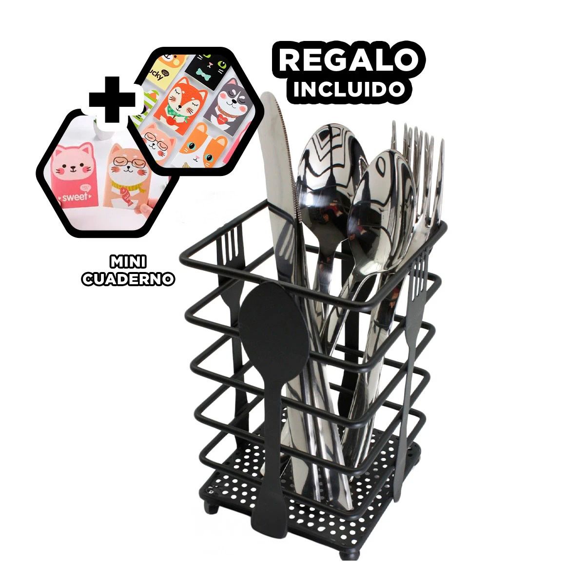 GENERICO - Porta Cubiertos Practico para Mesa Y+Regalo Agendita