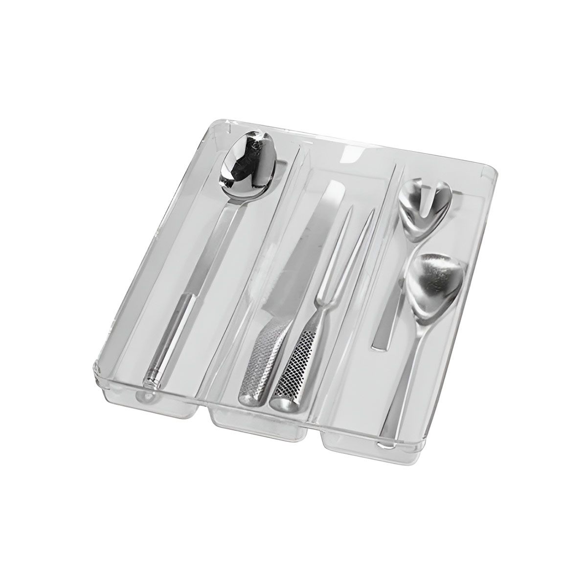 GENERICO - Pack4 Recipiente de Cubierto de 3 Divisiones Transparente