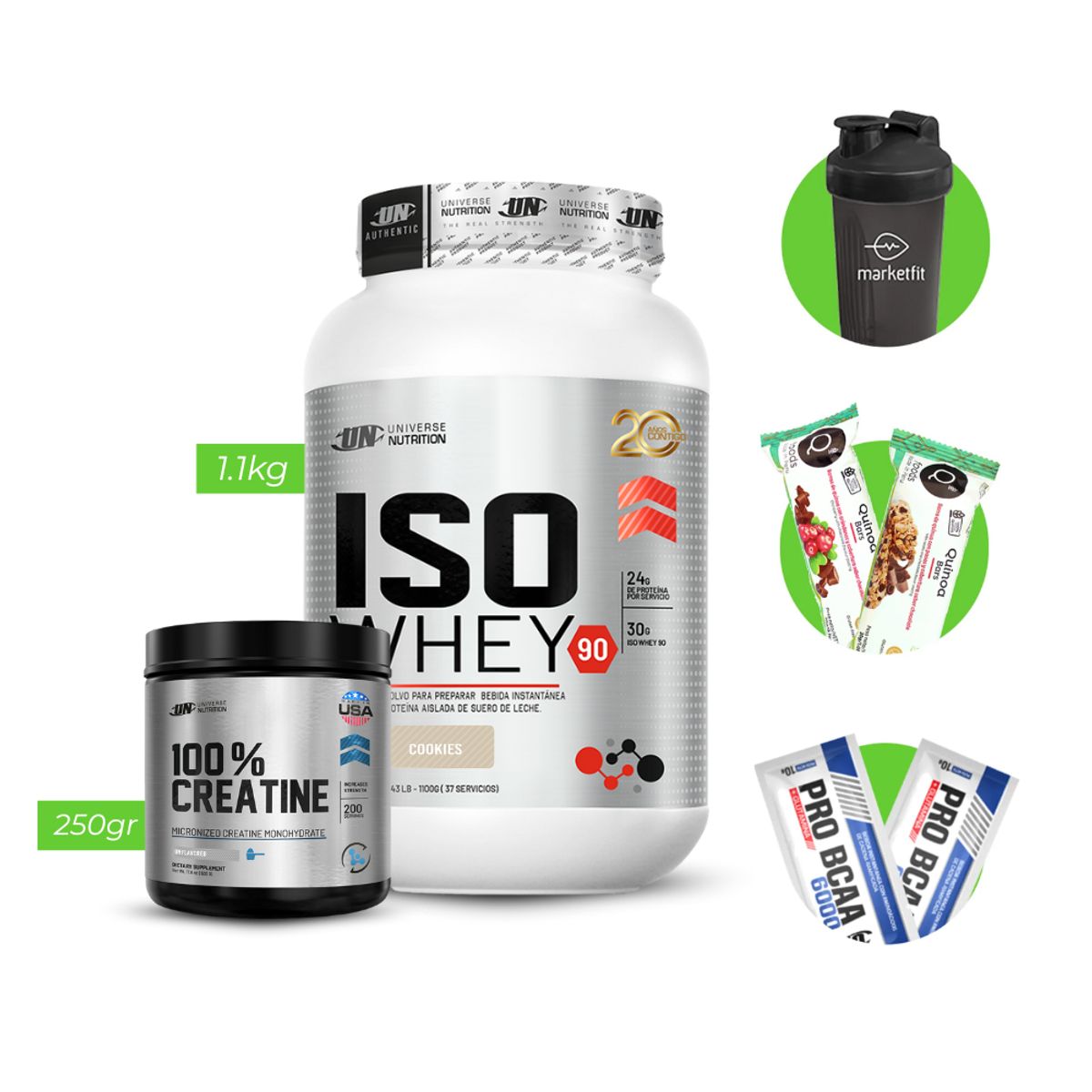 UNIVERSE NUTRITION - ISO WHEY 1,1 KG PROTEINA UN COOKIES + REGALOS