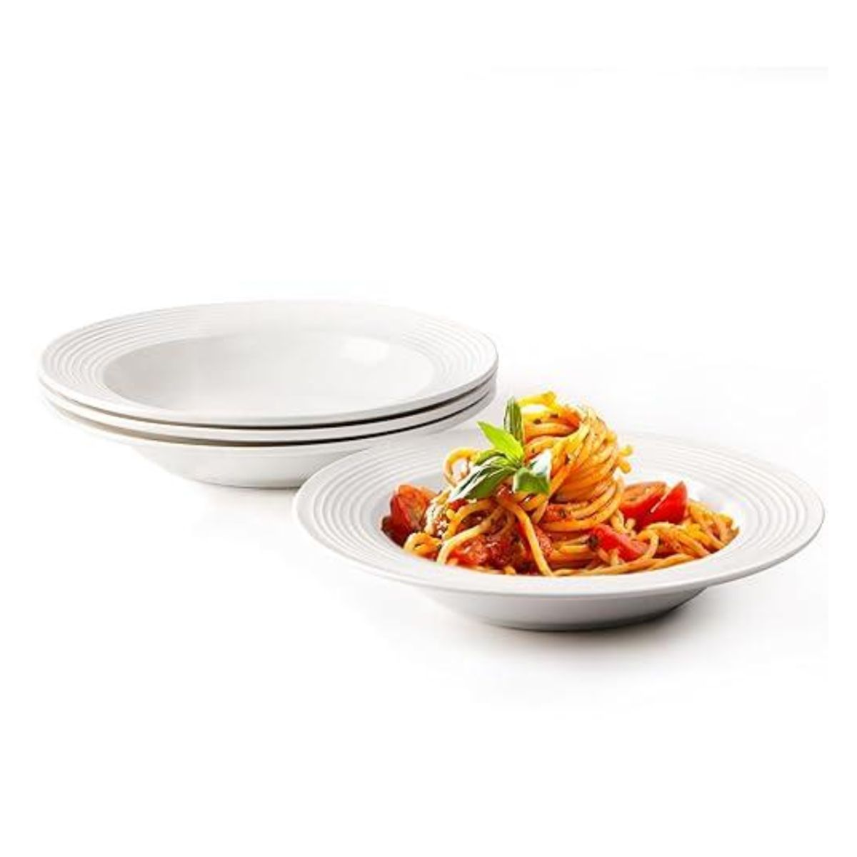 INSPIRA - Set de 4 Platos Hondo de Cerámica para Sopa 24 cm