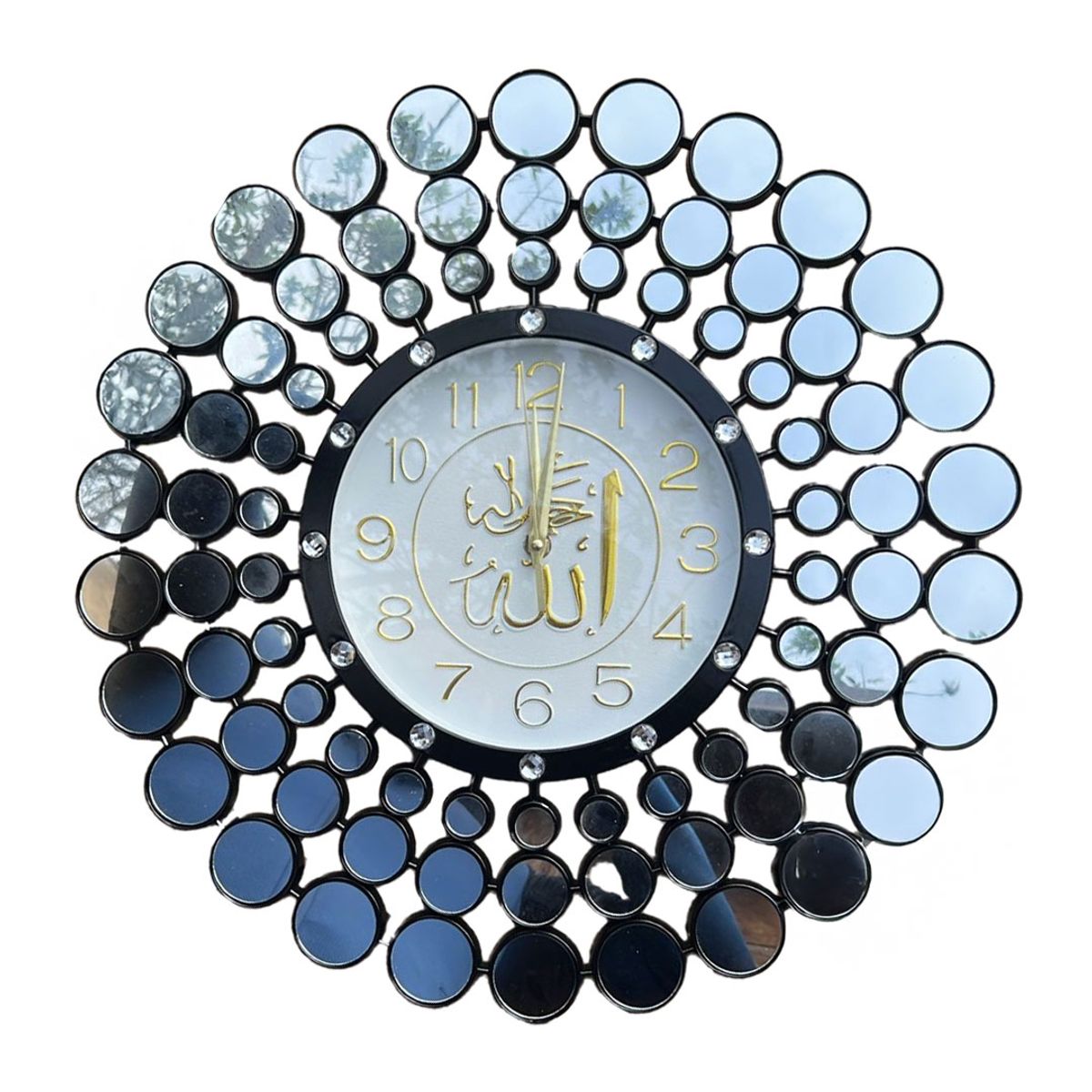 GENERICO - Reloj De Pared Elegante Espejo Sala Comedor Hogar 45cm Negro