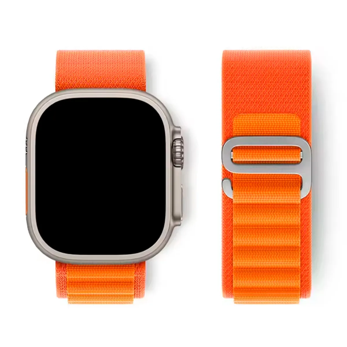 GENERICO - Correa de Nylon 49mm para Apple Watch Ultra Hebilla Plateada - Naranja