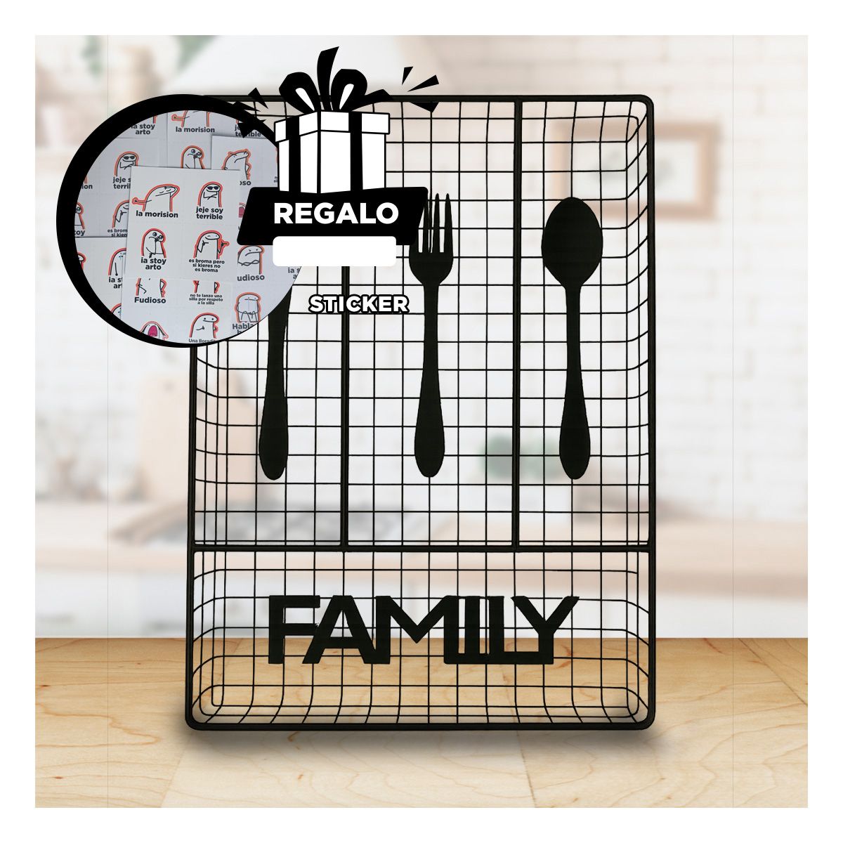 GENERICO - Caja con Rejillas Resistente para Cocina Y+Regalo Stickers