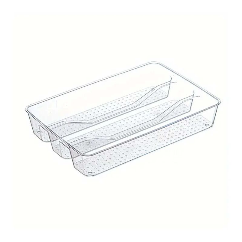 GENERICO - Pack2 Bandeja Acrilica de Cubiertos 3 Divisiones 27x18x5cm