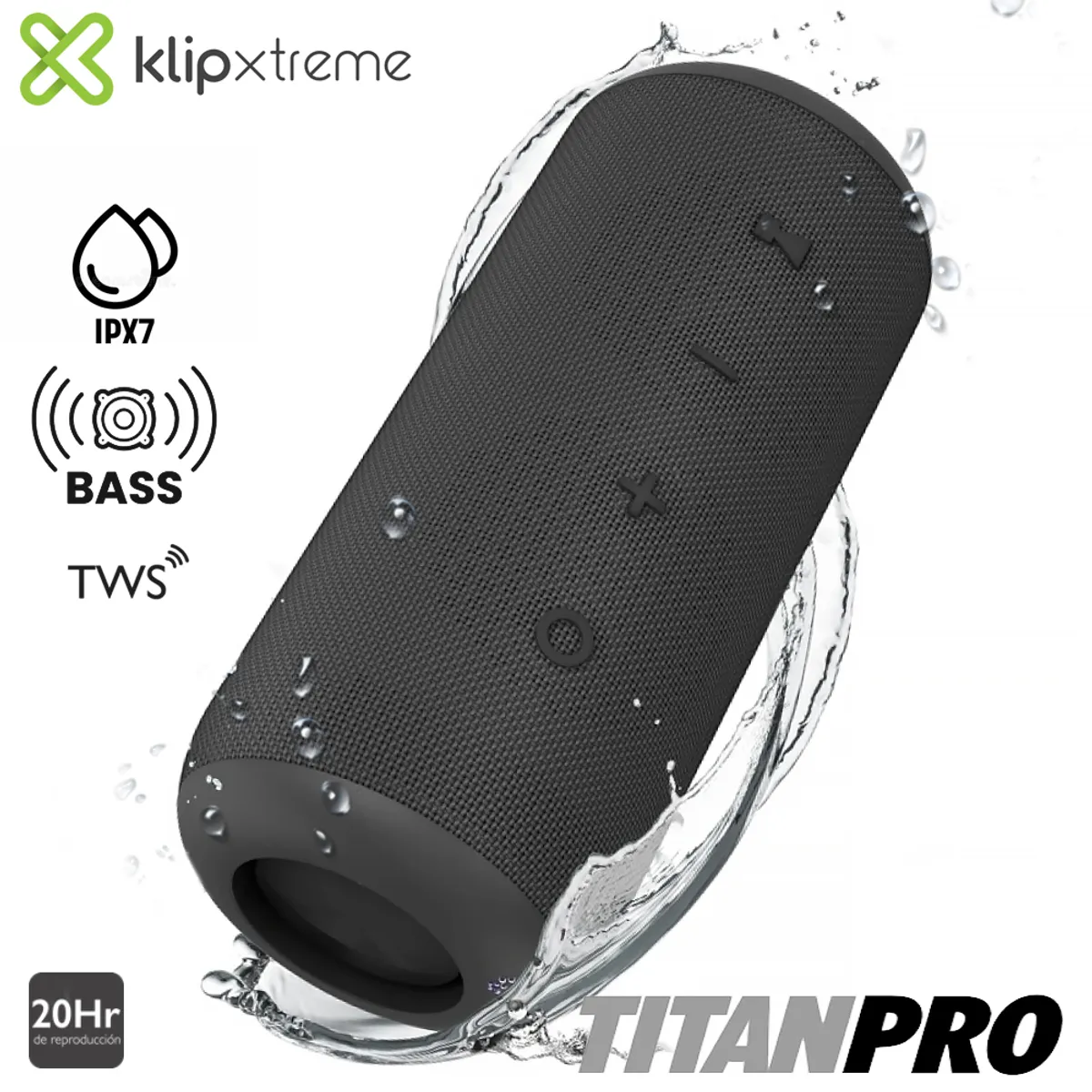 KLIP XTREME - Klip Xtreme Titan Pro Parlante Portatil Bt 5.0 Acuatico IPX7 20Hrs