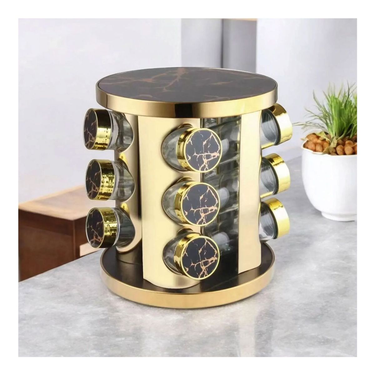 GRETAIL - Set De Condimentero Especiero Especies Cocina 12 Frascos Negro