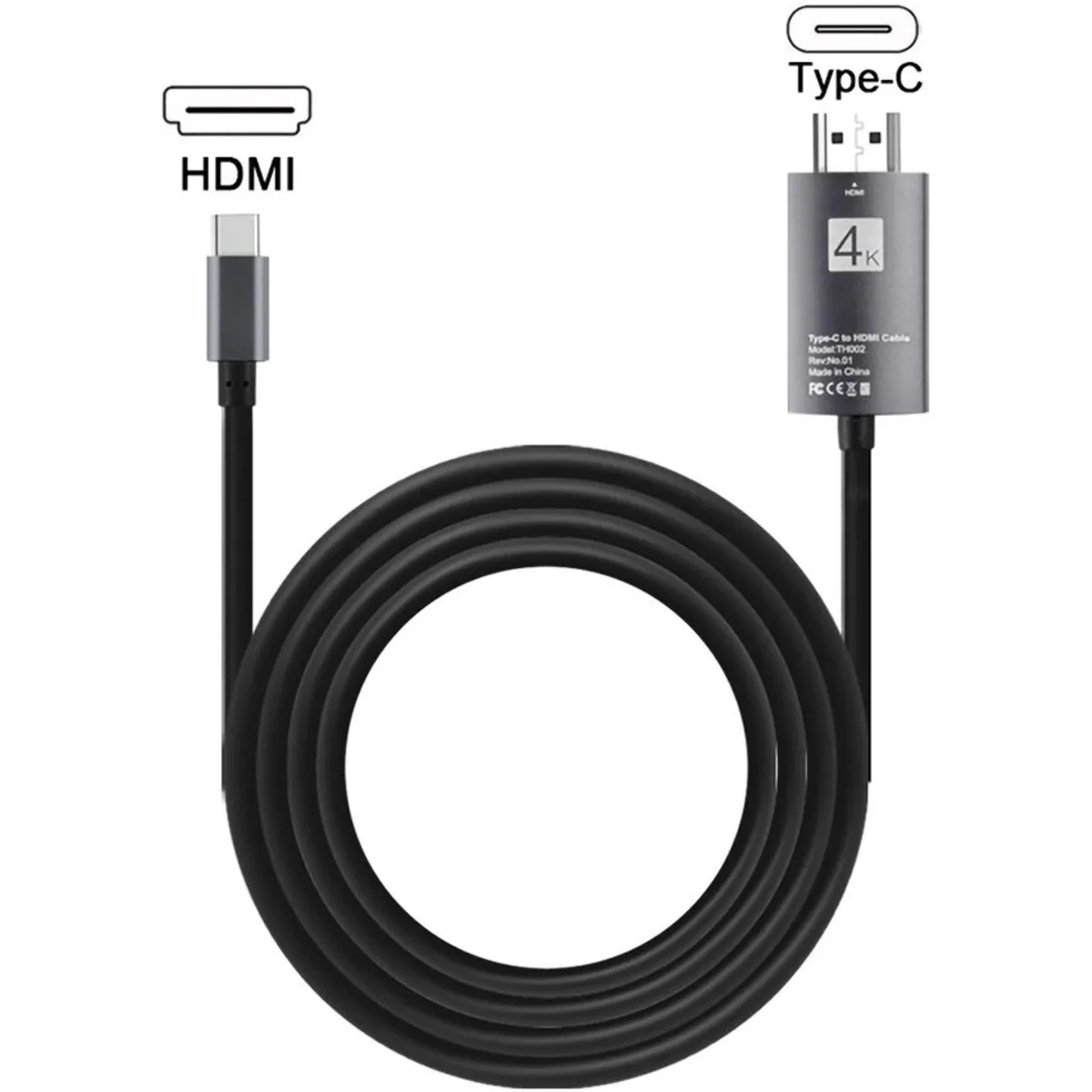 GENERICO - Adaptador Cable Tipo C a HDMI - 4k 60hz Trenzado - 2metros
