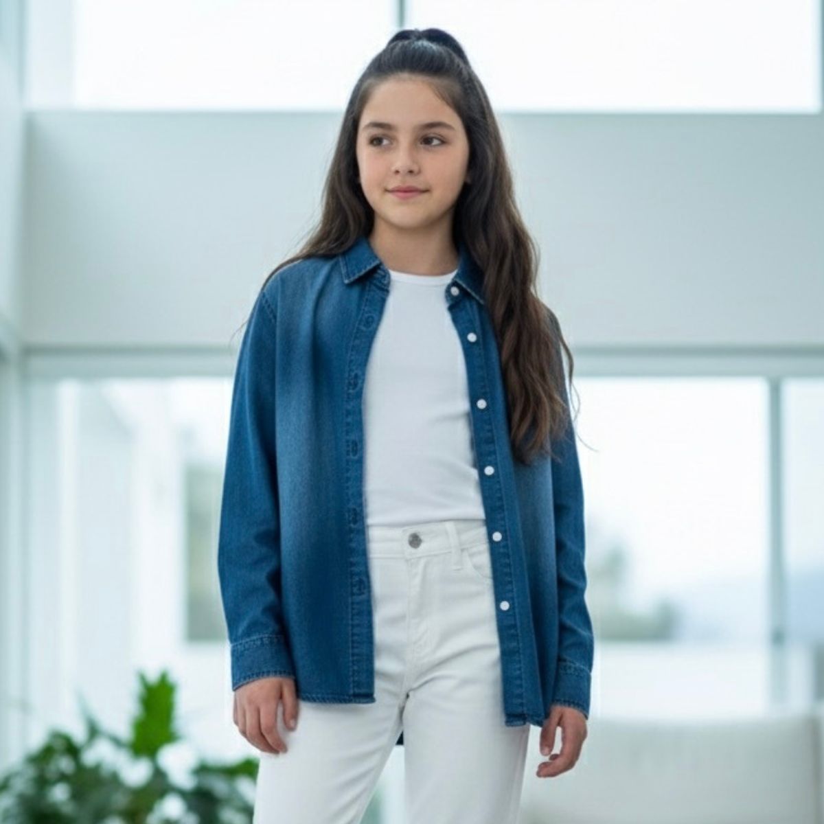 GENERICO - Camisa Denim Niña Algodón - Angela Kids