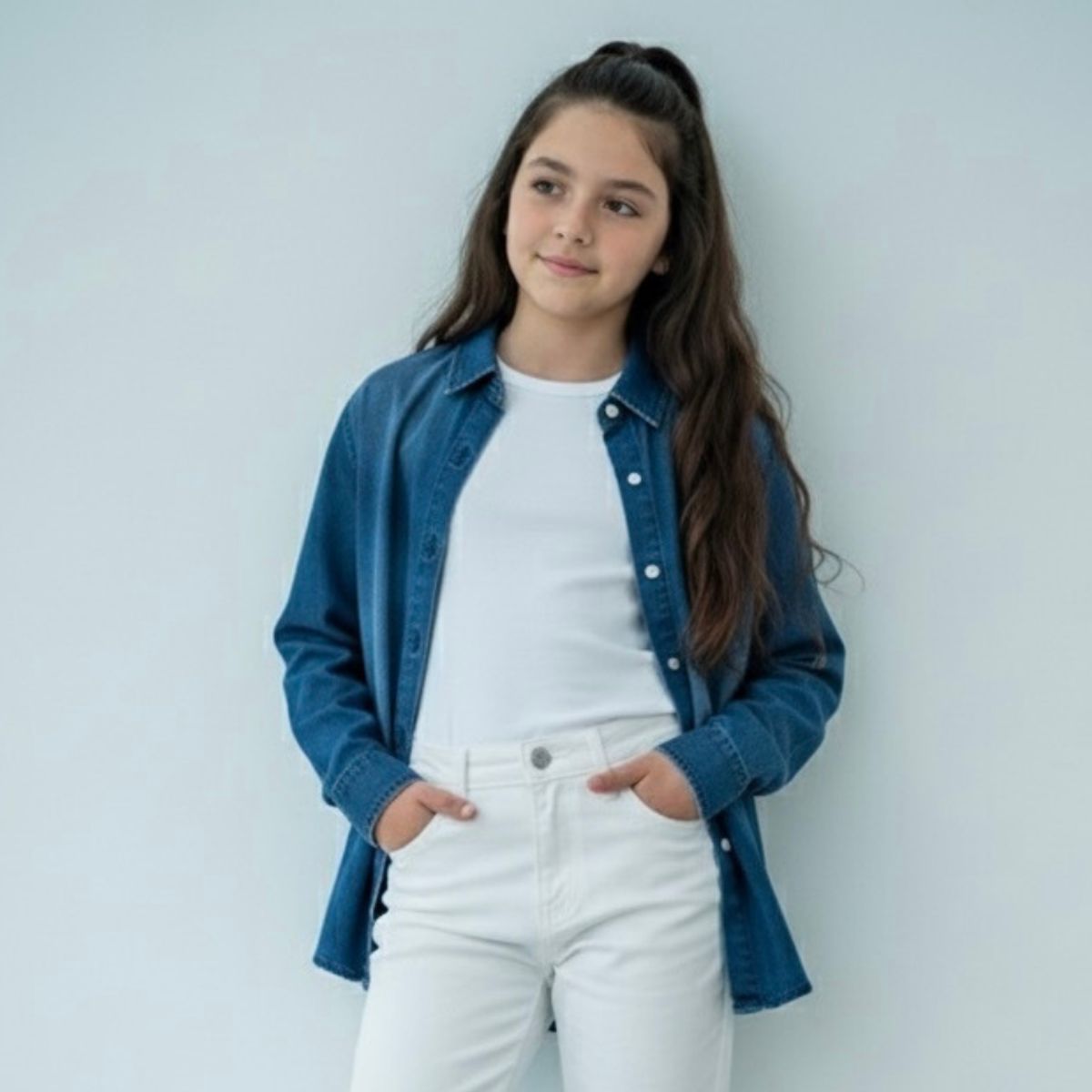 GENERICO - Camisa Denim Niña Algodón - Angela Kids