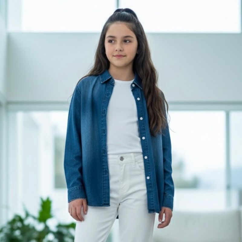 GENERICO - Camisa Denim Niña Algodón - Angela Kids