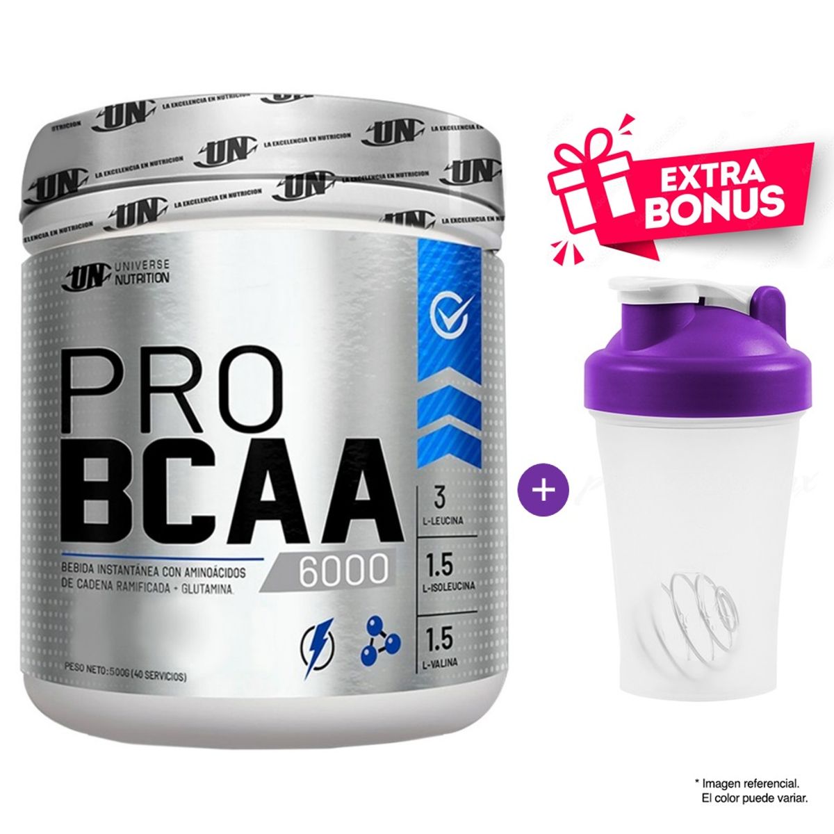 UNIVERSE NUTRITION - BCAA´S 500 GR UN AMINOÁCIDOS FRUIT PUNCH + SHAKER