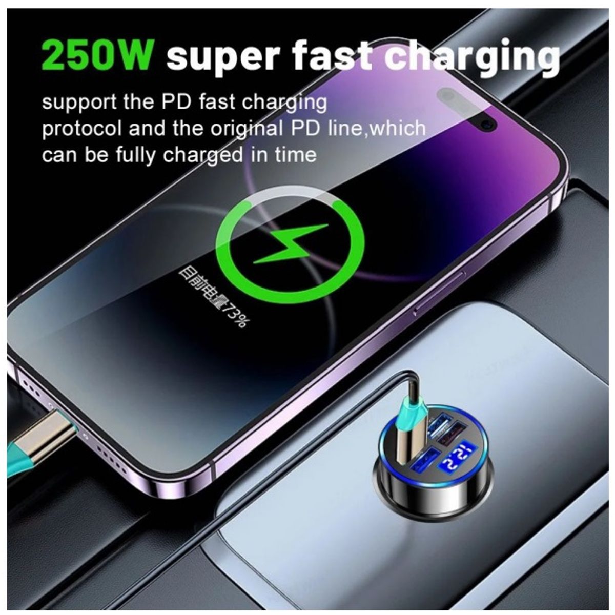 SMART - PACK CARGADOR CELULAR 150W NEGRO DE 5 PUERTOS  Y CABLE 6A CARGA RAPIDA