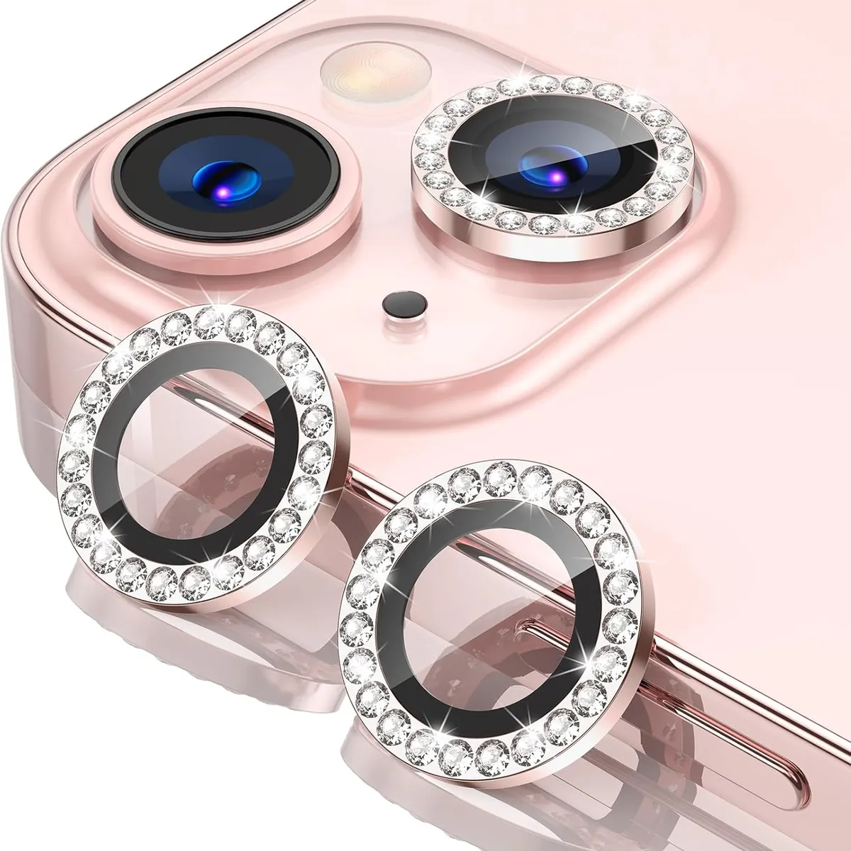 GENERICO - Protector De Cámara IPhone 13 / 13 mini Diamantes Rosado