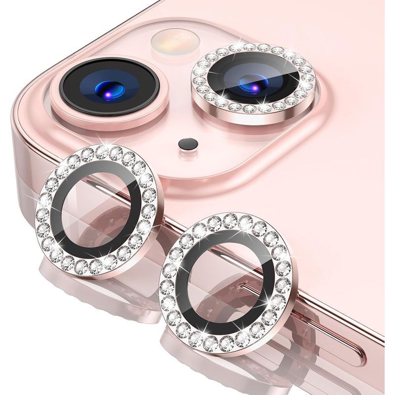 GENERICO - Protector De Cámara IPhone 13 / 13 mini Diamantes Rosado