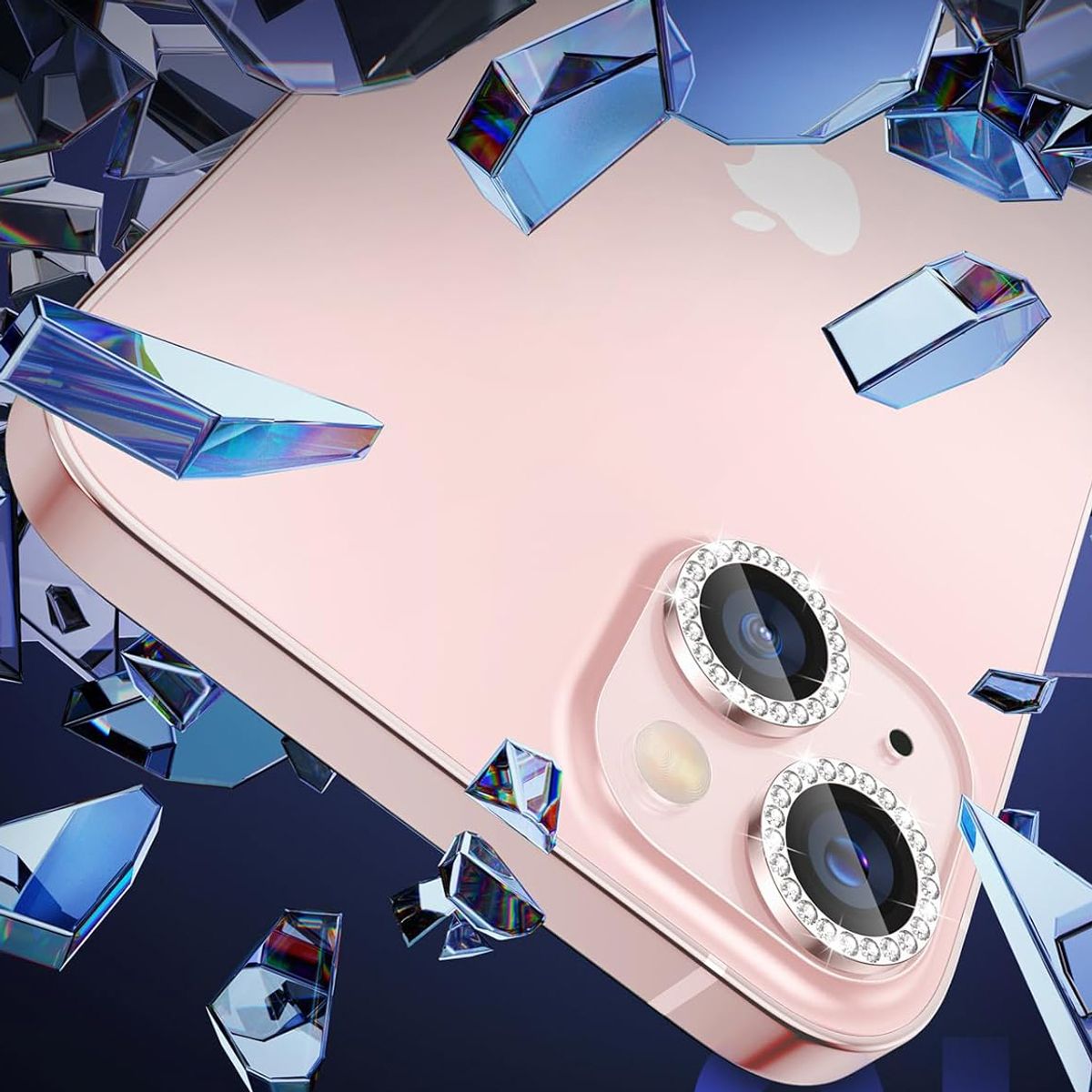 GENERICO - Protector De Cámara IPhone 13 / 13 mini Diamantes Rosado
