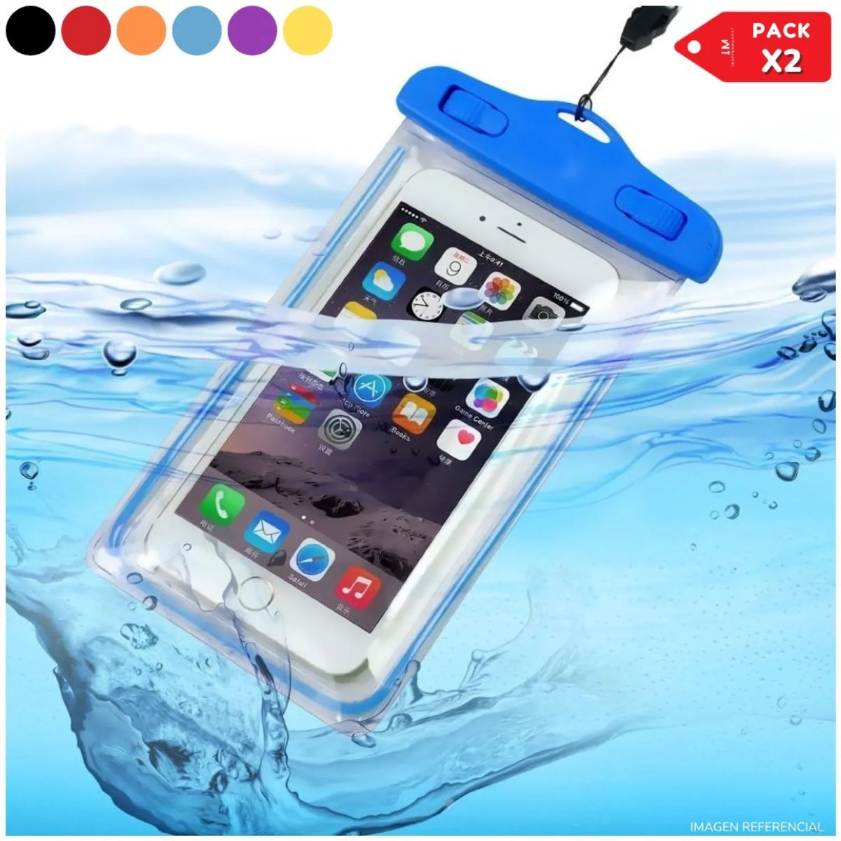 GENERICO - Funda protectora de teléfono anti agua PACK X2