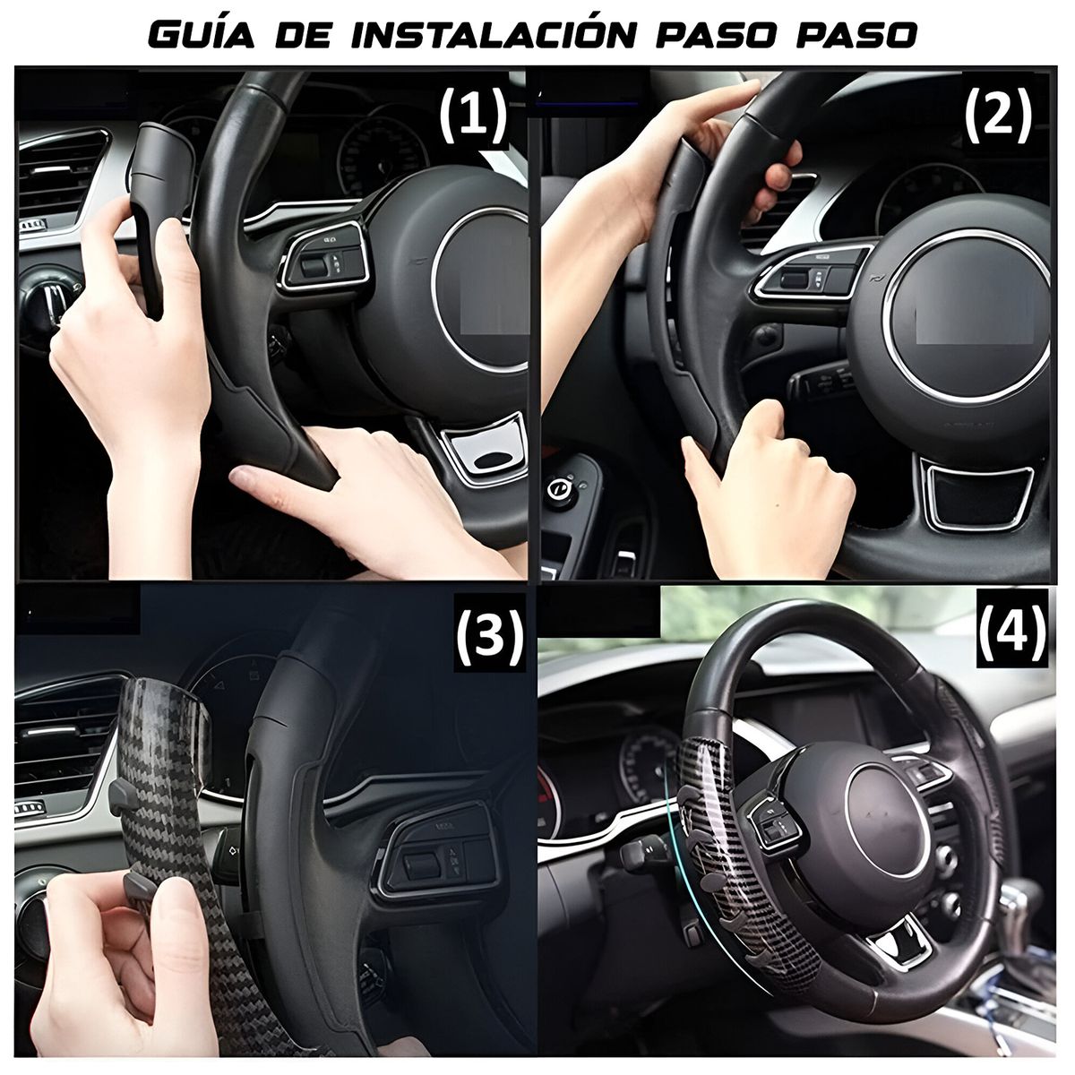 GENERICO - Cubre Volante De 2PCS Fibra De Carbono Negro